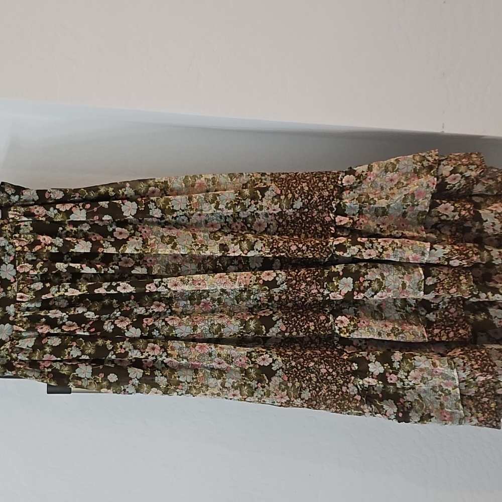 H&M Floral Midi Skirt - Green and Pink